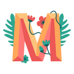 Tropical Nature Letter M Alphabet PNG & SVG Design For T-Shirts