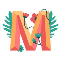 Tropisches Naturbuchstabe M-Alphabet PNG-Design