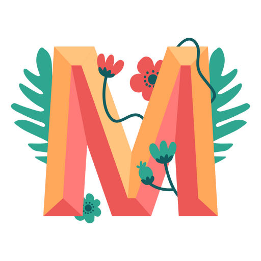 Tropical nature letter M alphabet PNG Design