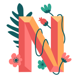 Alfabeto da letra N da natureza tropical Desenho PNG