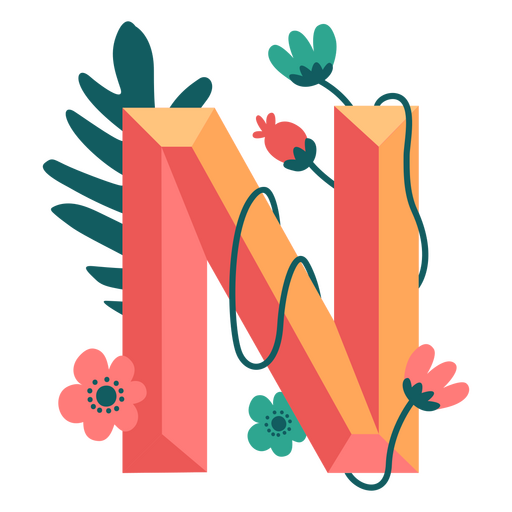 Tropisches Naturbuchstabe N-Alphabet PNG-Design