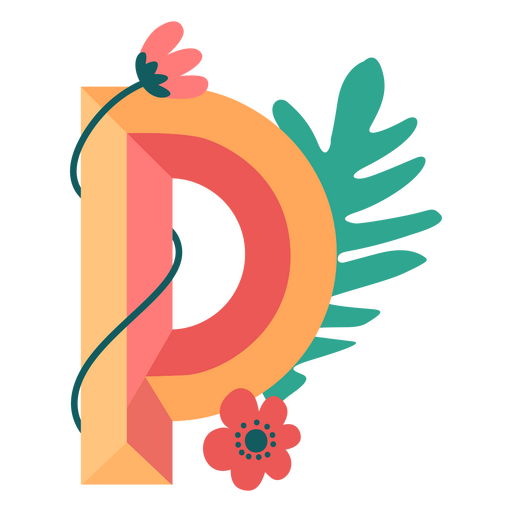 Alfabeto de la letra P de la naturaleza tropical Diseño PNG