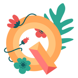 Alfabeto de la letra Q de la naturaleza tropical Diseño PNG