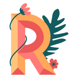 Tropical nature letter R alphabet PNG Design