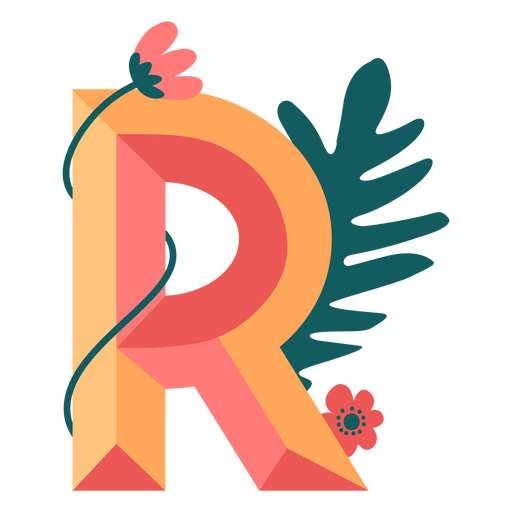 Alfabeto da letra R da natureza tropical Desenho PNG