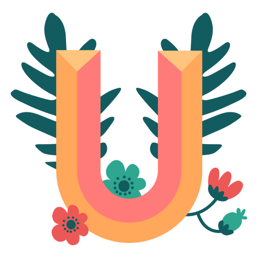 Alfabeto de la letra U de la naturaleza tropical Diseño PNG