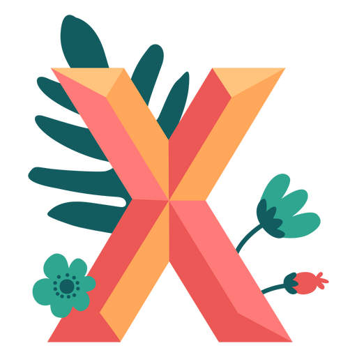 Alfabeto de la letra X de la naturaleza tropical Diseño PNG