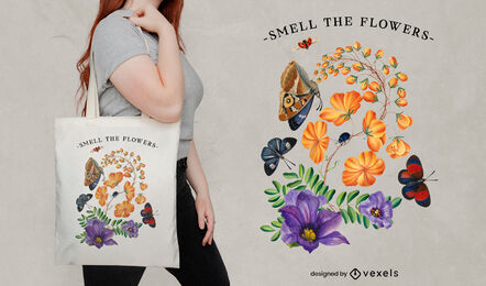 Riechen Sie das Blumen-Einkaufstaschendesign