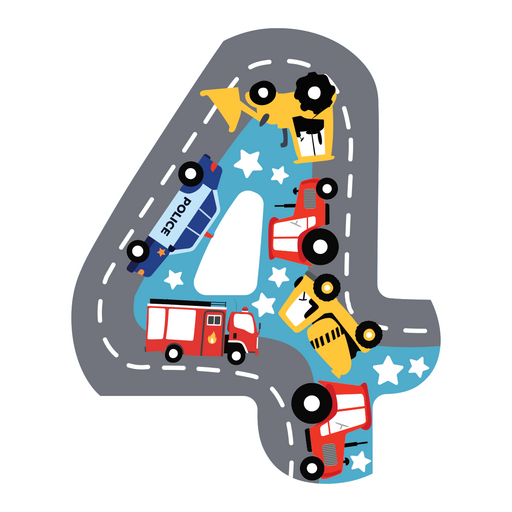 The number four is shaped like a truck and a car PNG Design