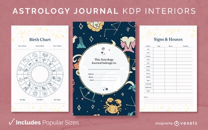 Astrology journal design template KDP