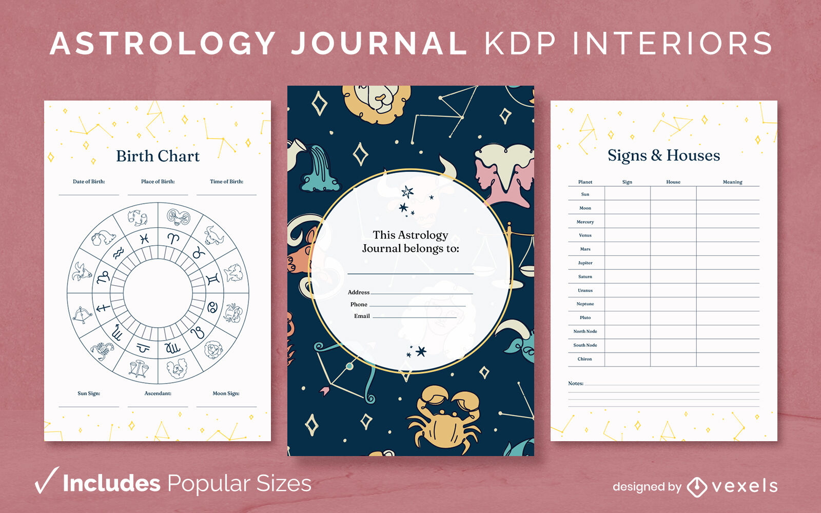 Plantilla de diseño de revista de astrología KDP