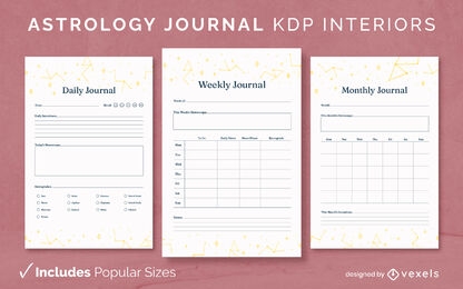 Modelo de design de diário de constelação de astrologia KDP