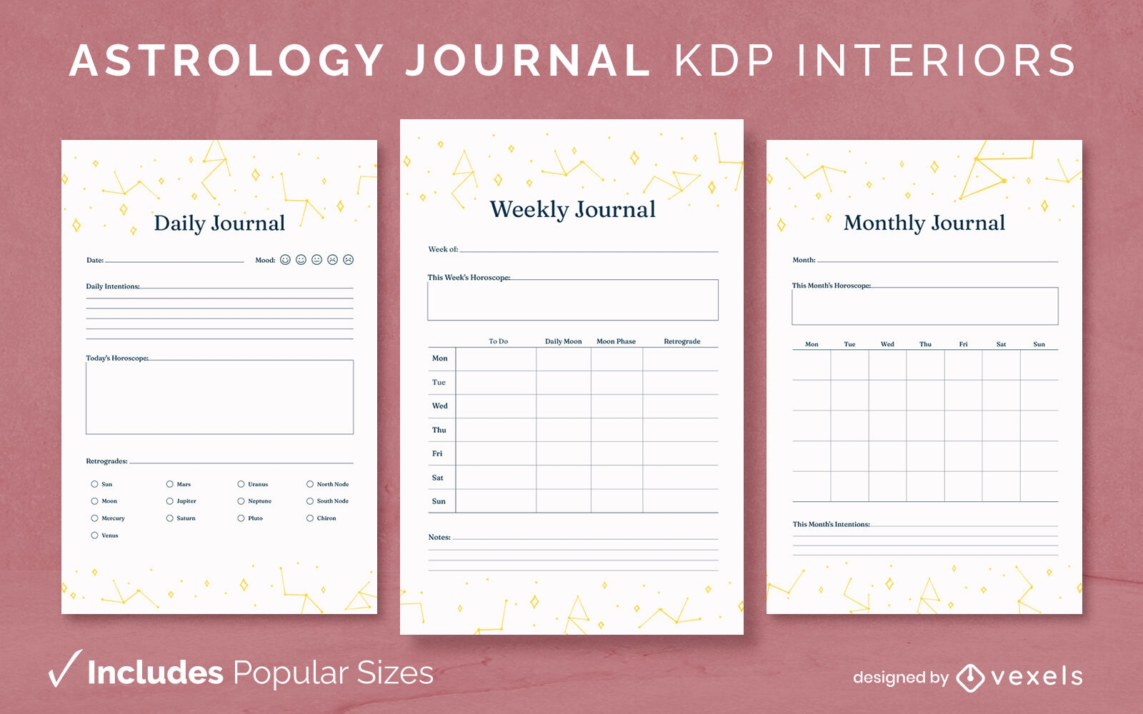 Astrology constellation journal design template KDP