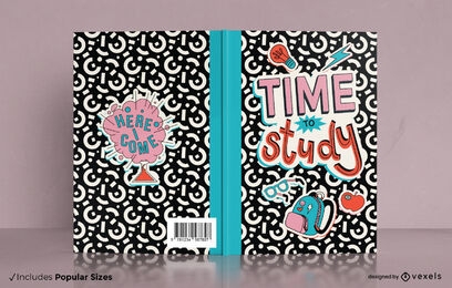 Design de capa de livro escolar de tempo de estudo