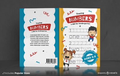 Diseño de portada de libro de números y letras de escritura