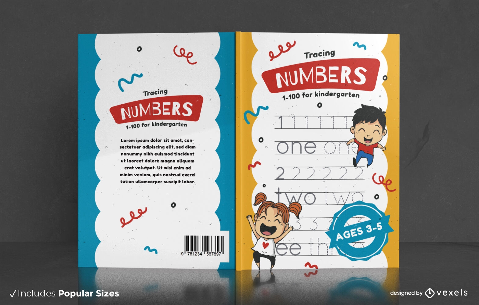 Escrevendo números e letras design de capa de livro