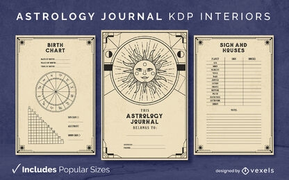Astrology sun journal design template KDP