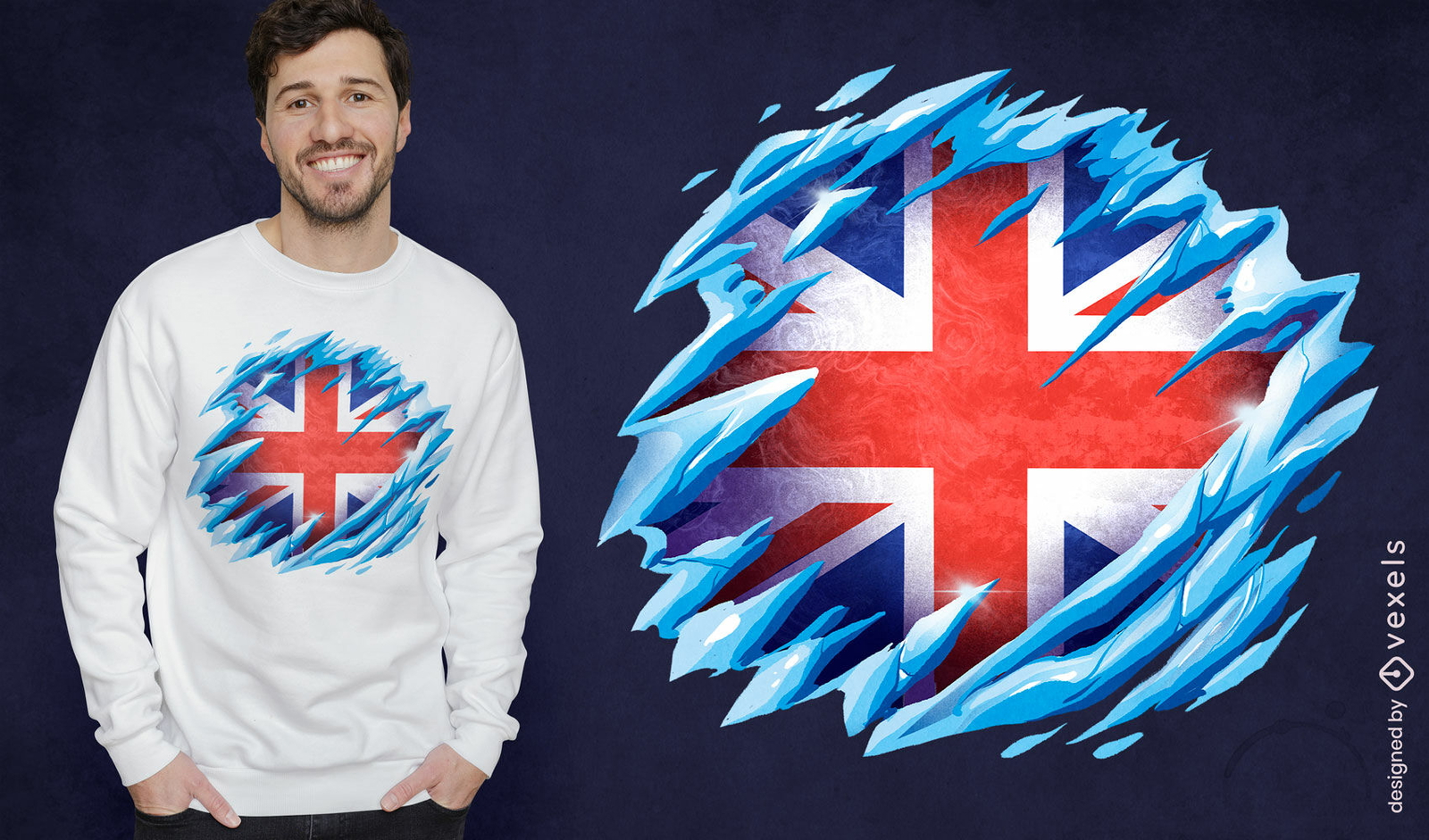 Diseño de camiseta de bandera de Union Jack congelada