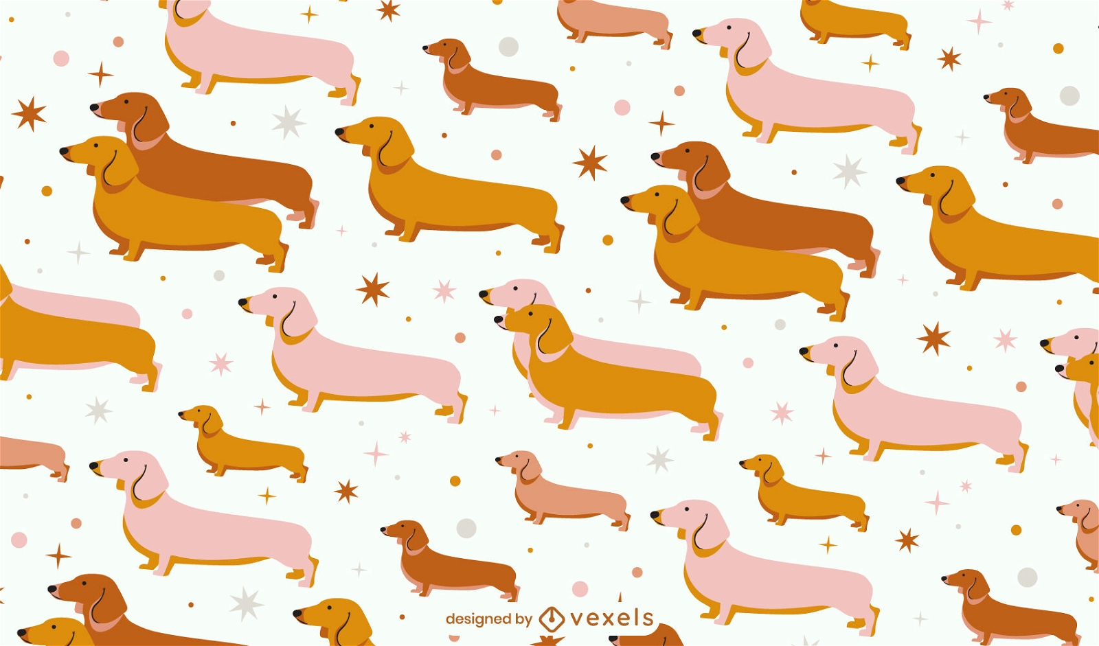 Design de padrão de animais de cachorro fofo Dachshund
