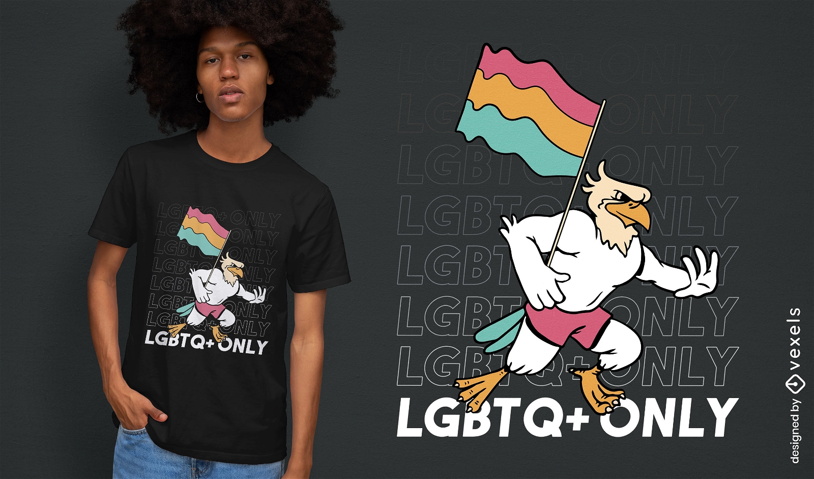 Diseño de camiseta de águila del orgullo lgbtq