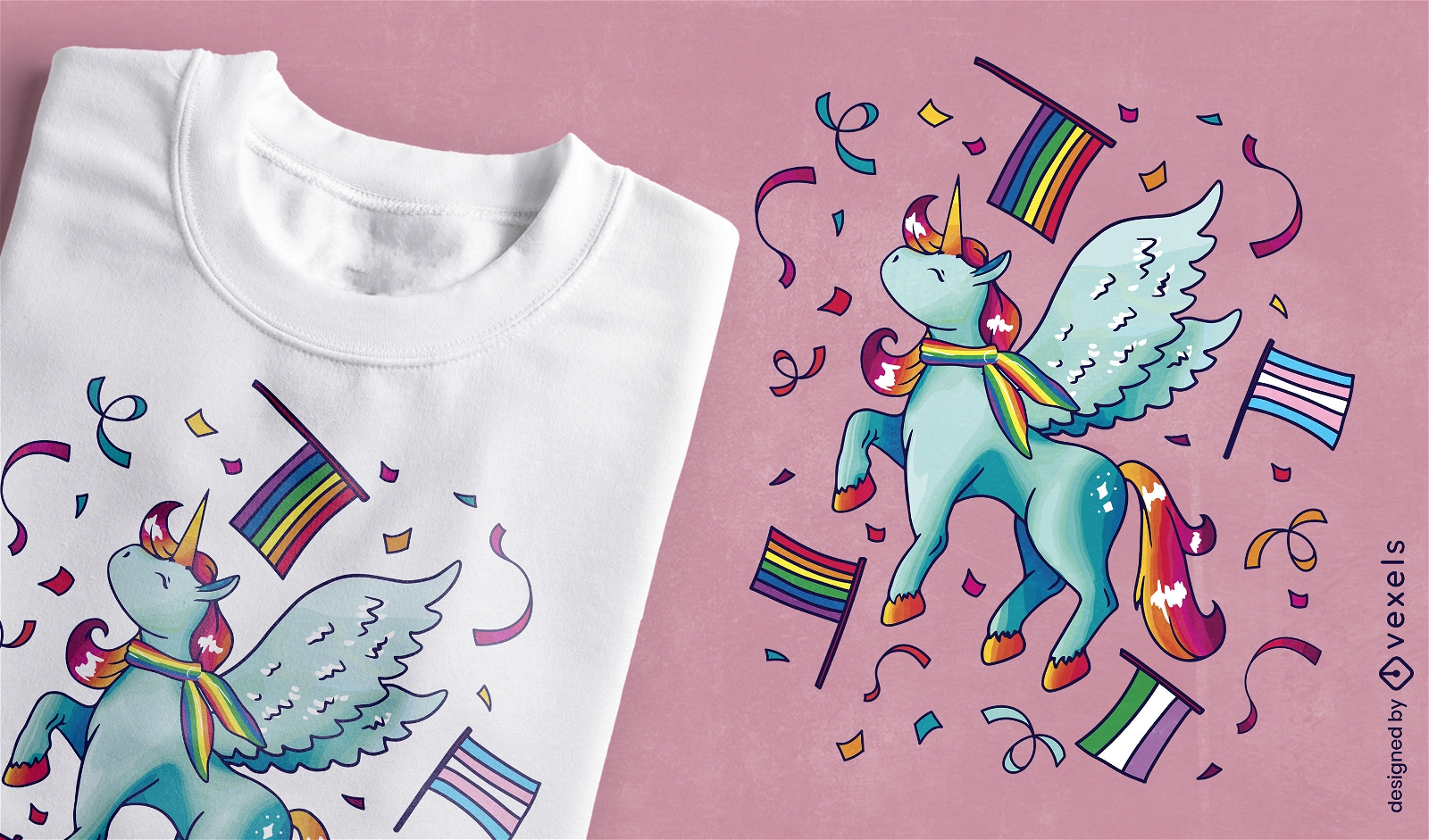 Diseño de camiseta de orgullo unicornio.