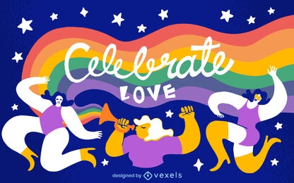 Celebre la ilustración del arco iris del amor