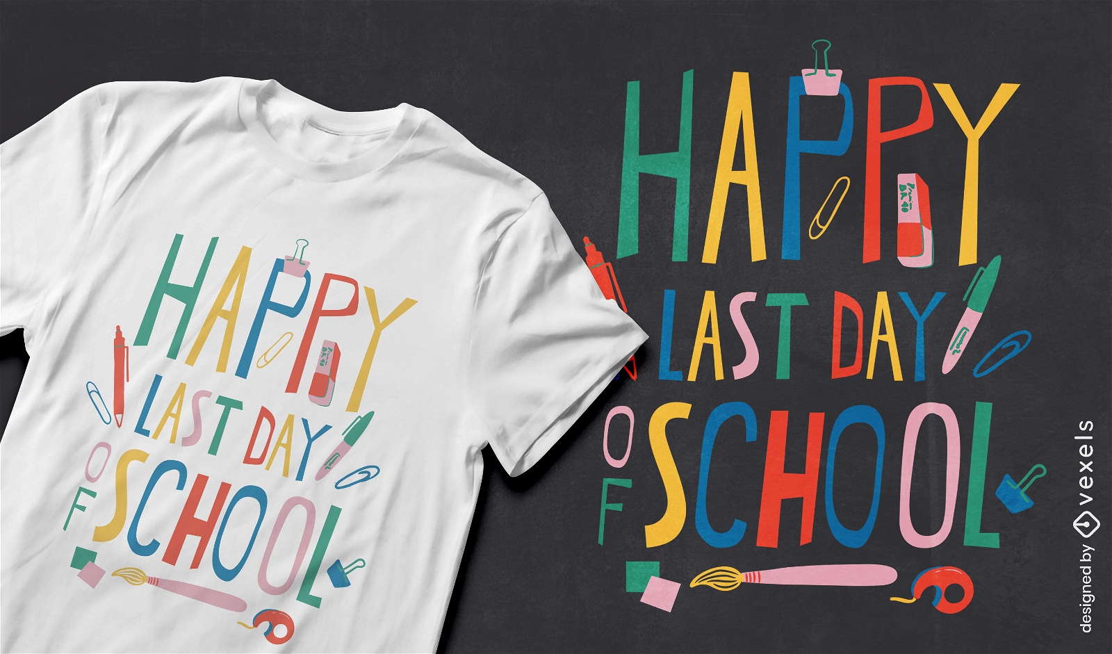 Diseño de camiseta feliz último día de clases