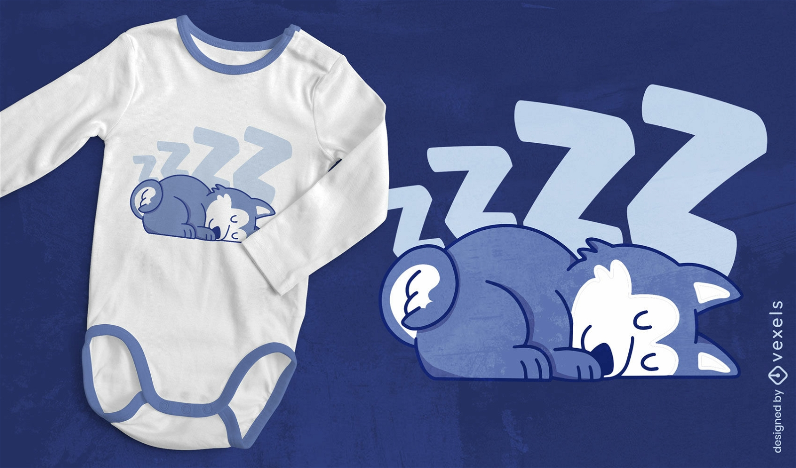 Design de camiseta de dormir de cachorro husky bonito