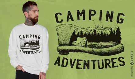 Camping adventures axe quote t-shirt design