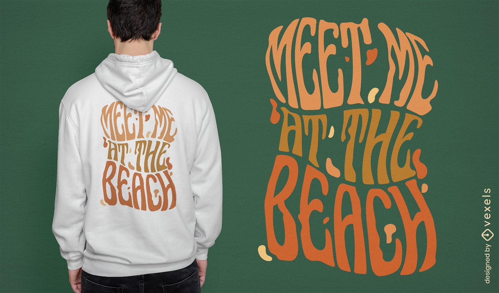 Treffen Sie mich am Strand-Hippie-T-Shirt-Design