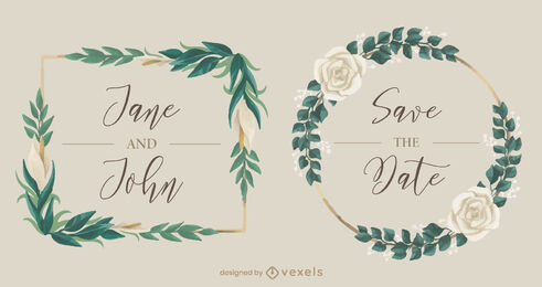 Aquarell-Hochzeitsabzeichen-Set