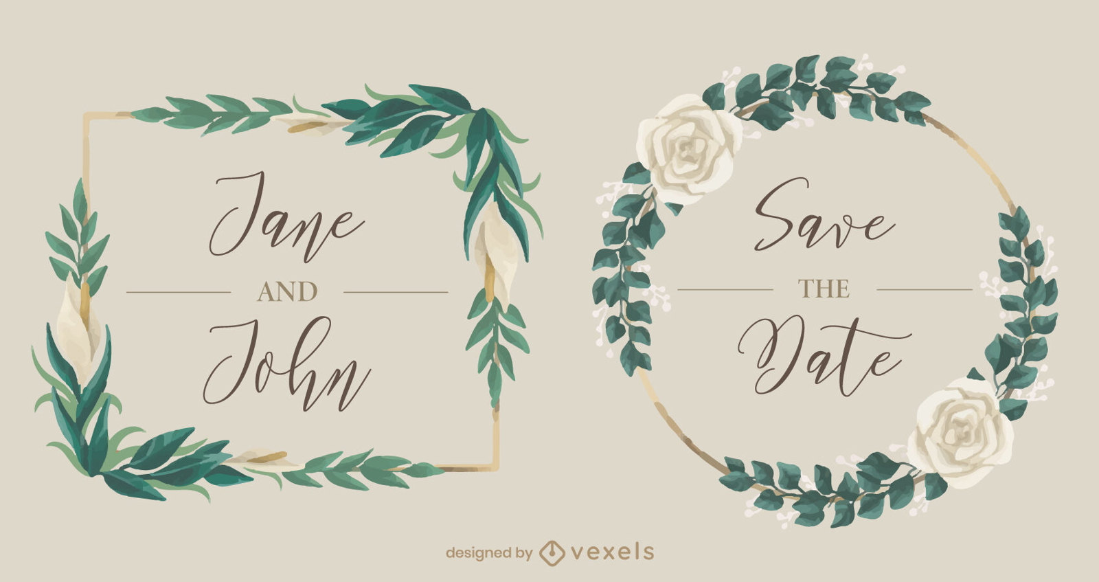 Free Vector  Golden wedding stickers in vintage design