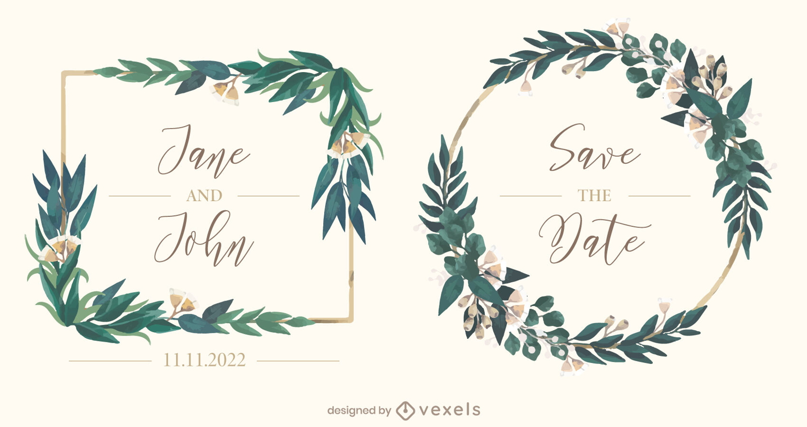 Frame of leaves for wedding stickers