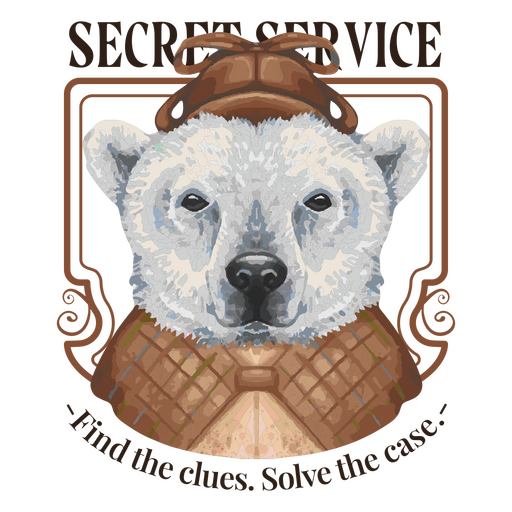 Secret service bear character quote badge PNG Design