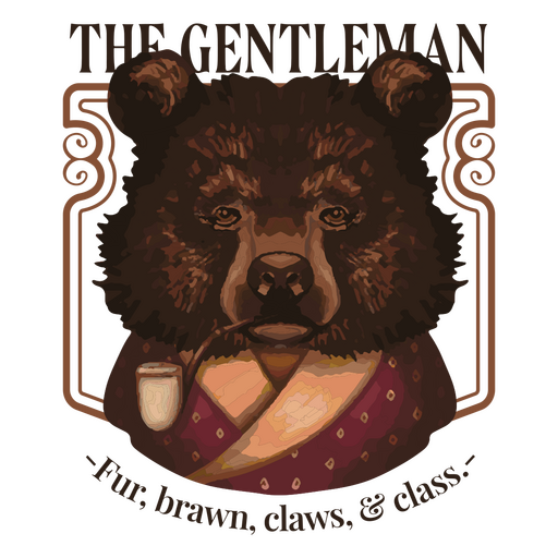 Das Zitat-Abzeichen des Gentleman-Bärencharakters PNG-Design