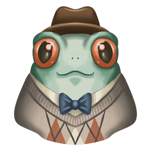 Frosch mit Hut und Krawatte PNG-Design