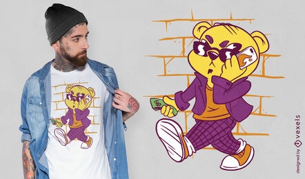 Teddybär cooles Charakter-T-Shirt-Design