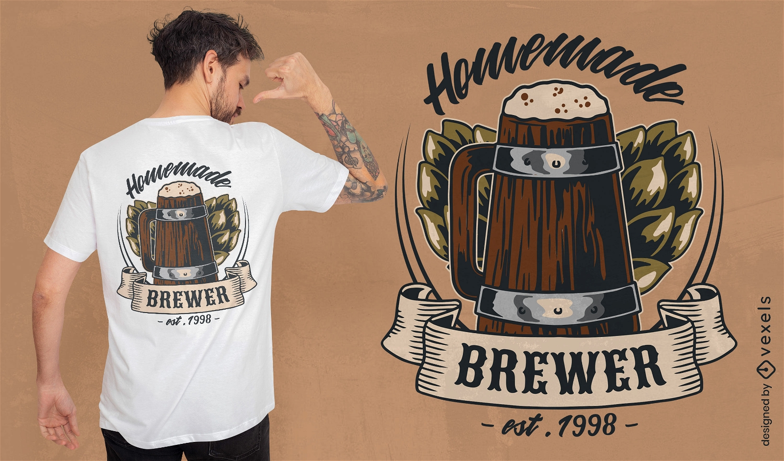 Diseño de camiseta de cerveza cervecera casera.