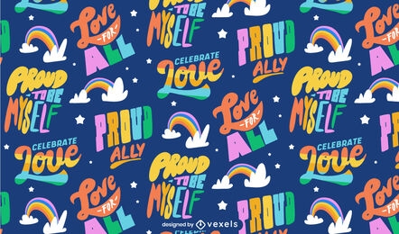 Rainbow pride quotes pattern design