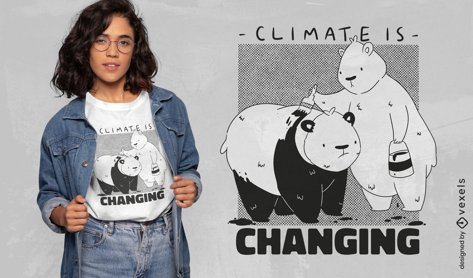 Design de camiseta de mudança climática do urso polar