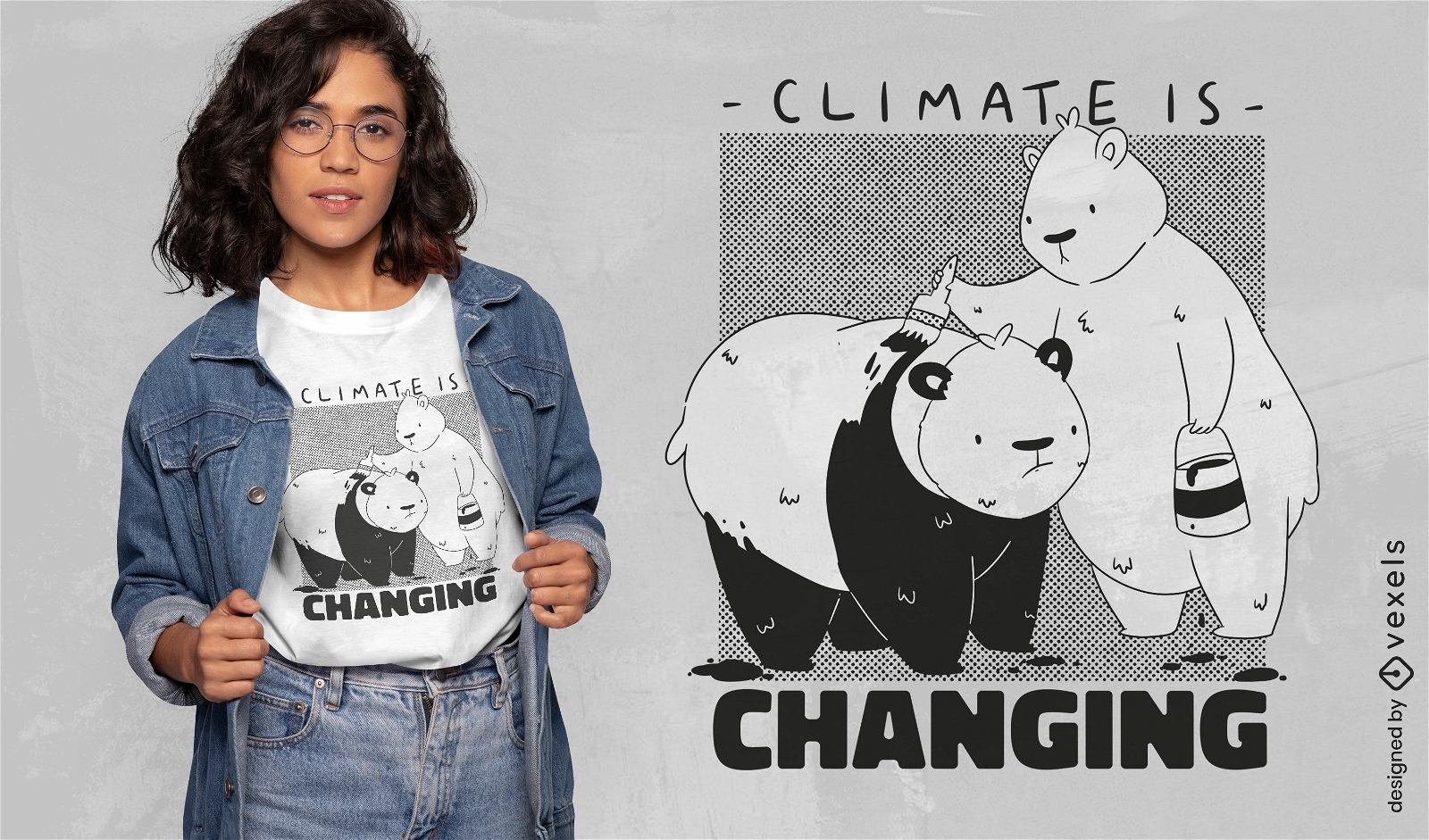 Diseño de camiseta de cambio climático de oso polar.