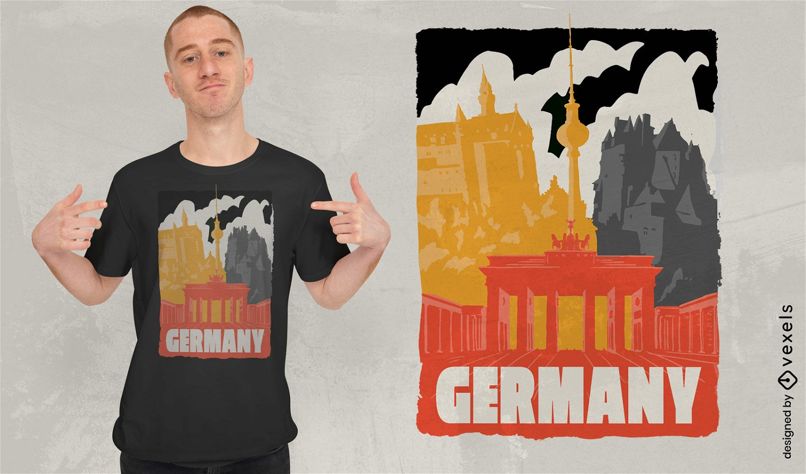 Design de camiseta de marcos famosos da Alemanha