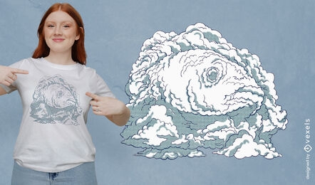 Fish animal in the clouds t-shirt design