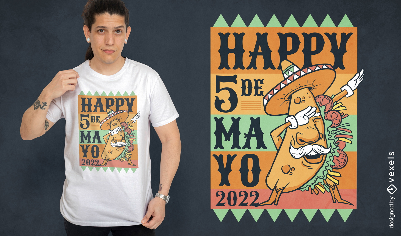 Taco mexican food dabbing t-shirt design