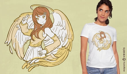 Anime angel character t-shirt design