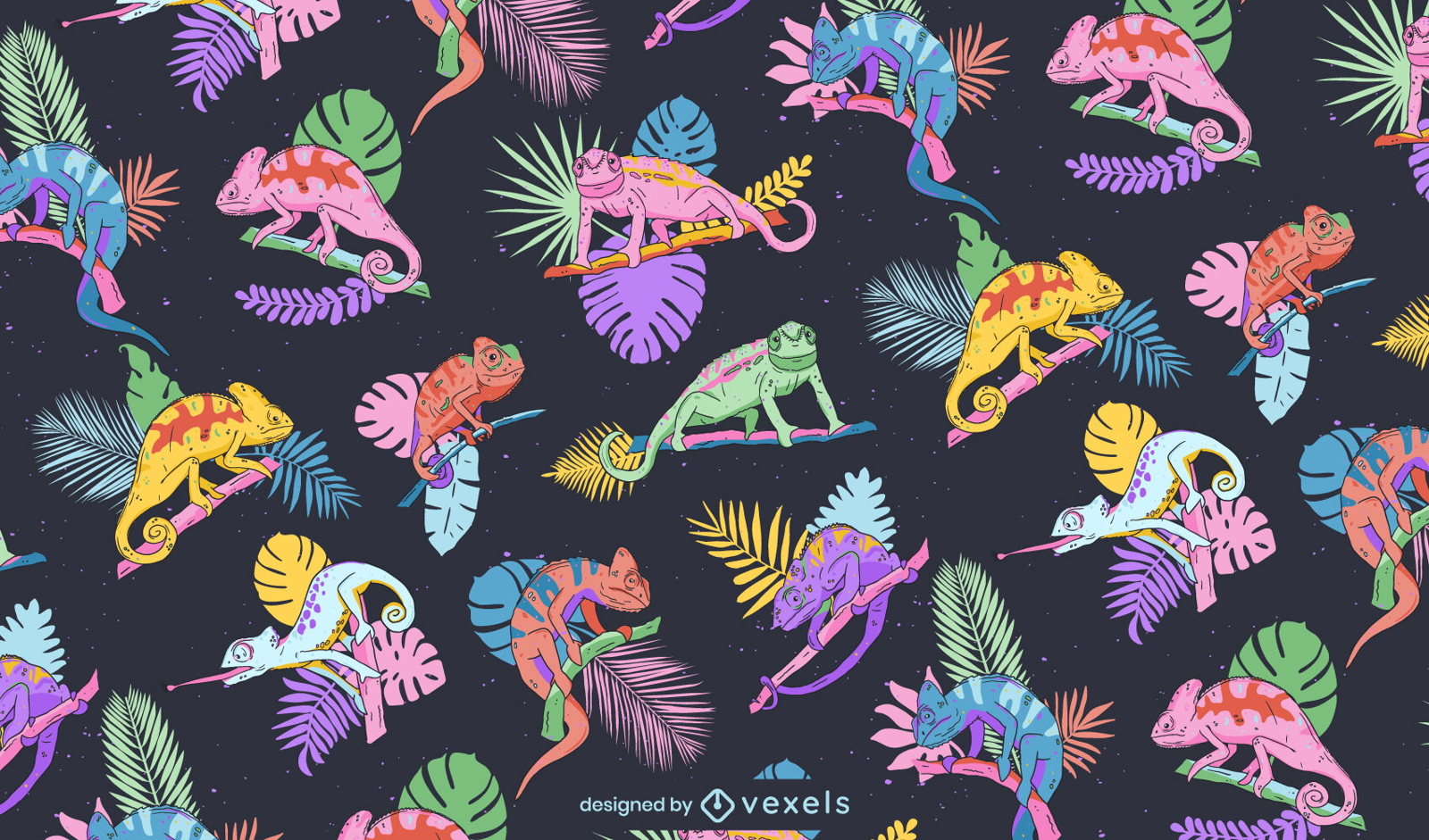 Diseño de patrón colorido de animales camaleón