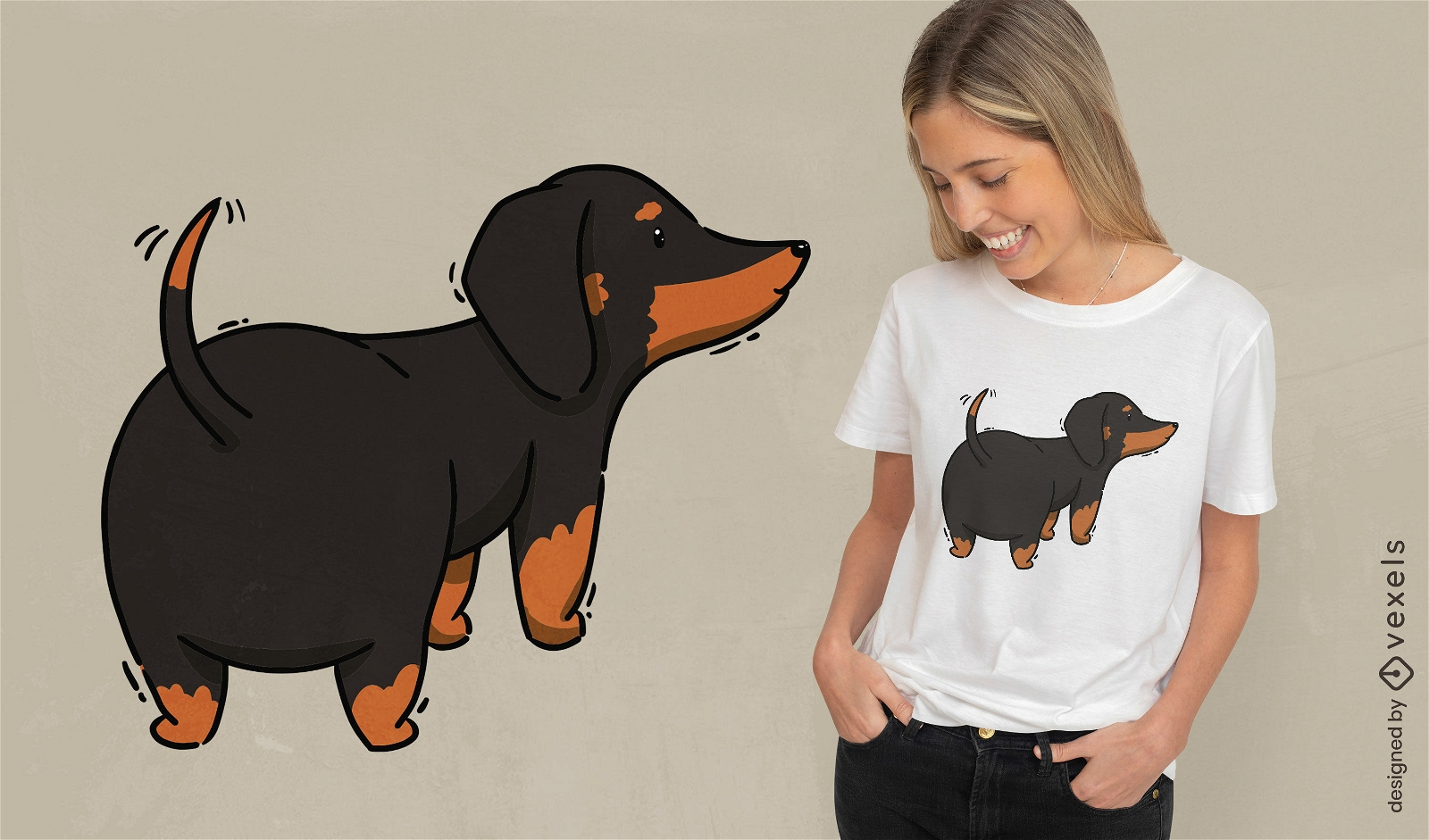 Design de camiseta animal cão Dachshund