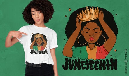 Diseño de camiseta de reina de niña afroamericana