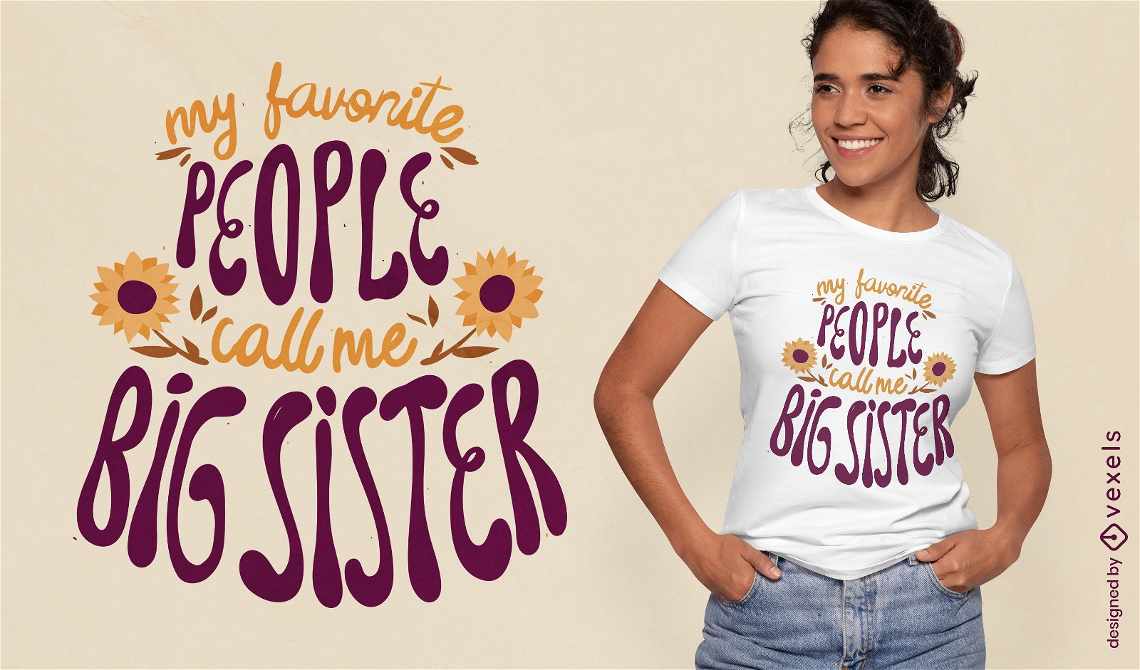Cita de hermana mayor con diseño de camiseta de girasoles