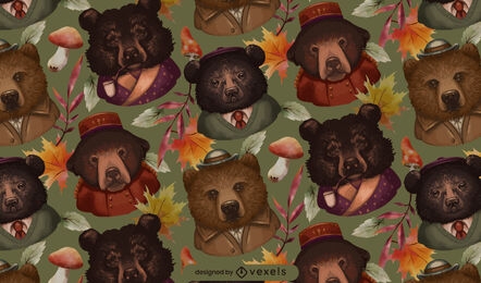 Design de padrão de ursos de uniforme vintage